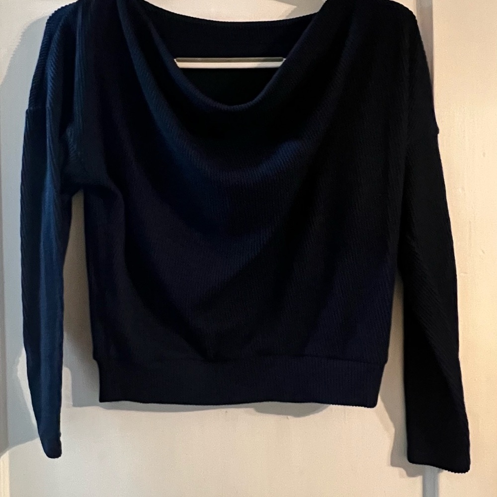 Maeve Midnight Blue Cowl Neck Top